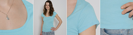 Frauen T-Shirt mit U-Ausschnitt in Detailansicht