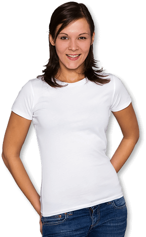 Frau trägt American Apparel T-Shirt zum bedrucken