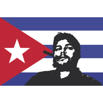 Che Guevara auf kubanischr Flagge