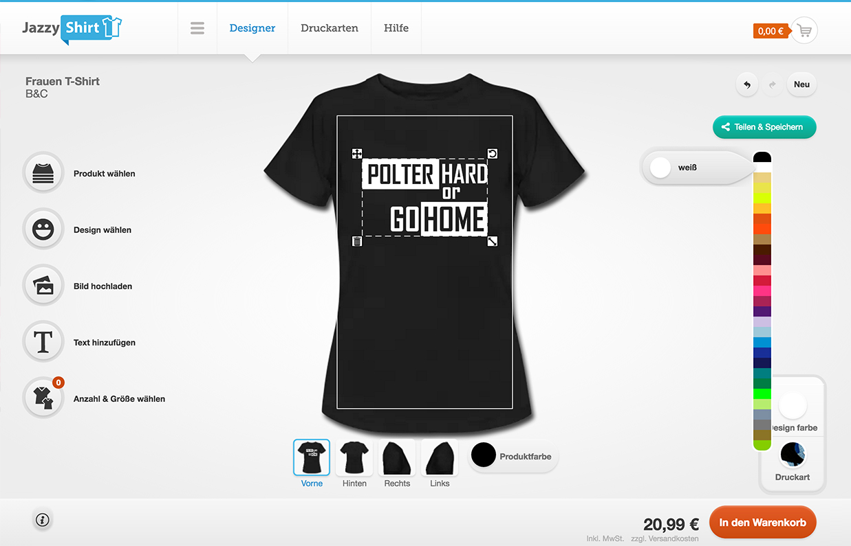 Polterabend TShirt mit eigenem Motiv, Foto oder Text bedrucken