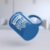 Blaue Tasse mit Text Motiv